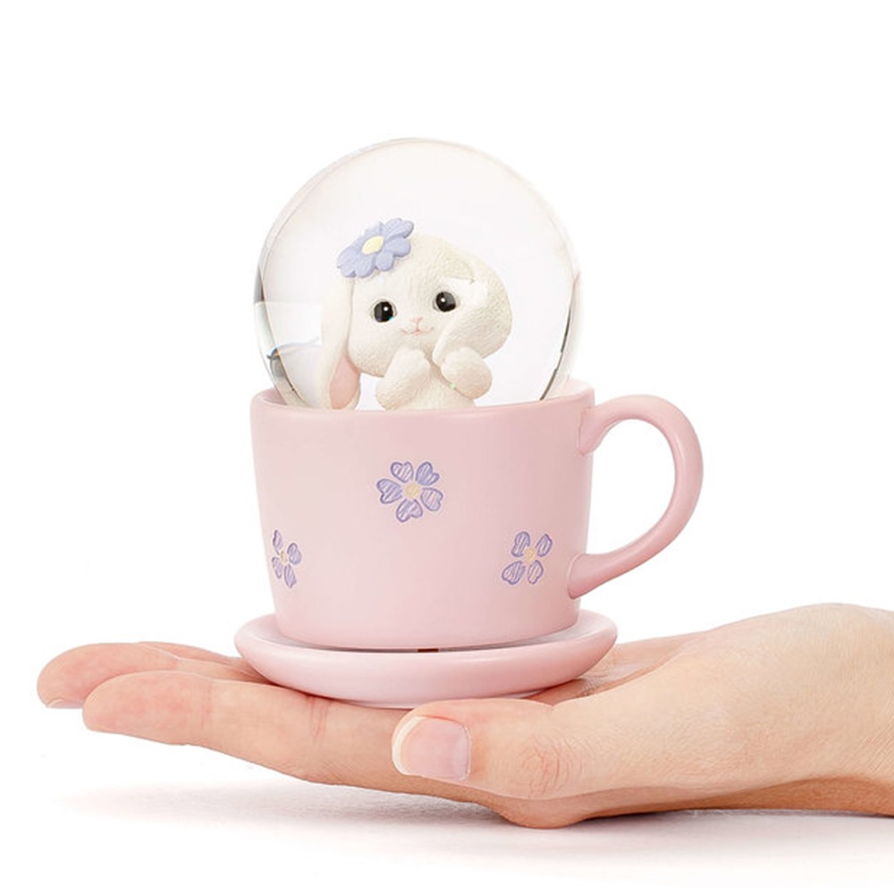 【JARLL】スノードーム うさぎ マグカップ 高級 オルゴール（ぜんまい式）プレゼント 結婚祝い 誕生日 インテリア 置物 スノーグローブ AO19095