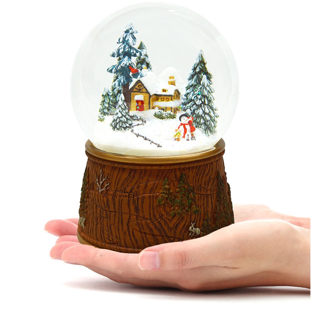 【JARLL】スノードーム クリスマス 森のスノーハウス 高級 オルゴール（ぜんまい式）プレゼント 結婚祝い 誕生日 インテリア 置物 スノーグローブ GB14019
