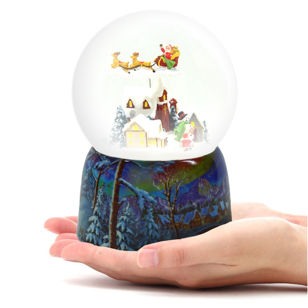 【JARLL】スノードーム クリスマス 村のイグルー 高級 オルゴール（ぜんまい式）プレゼント 結婚祝い 誕生日 インテリア 置物 スノーグローブ GB2103