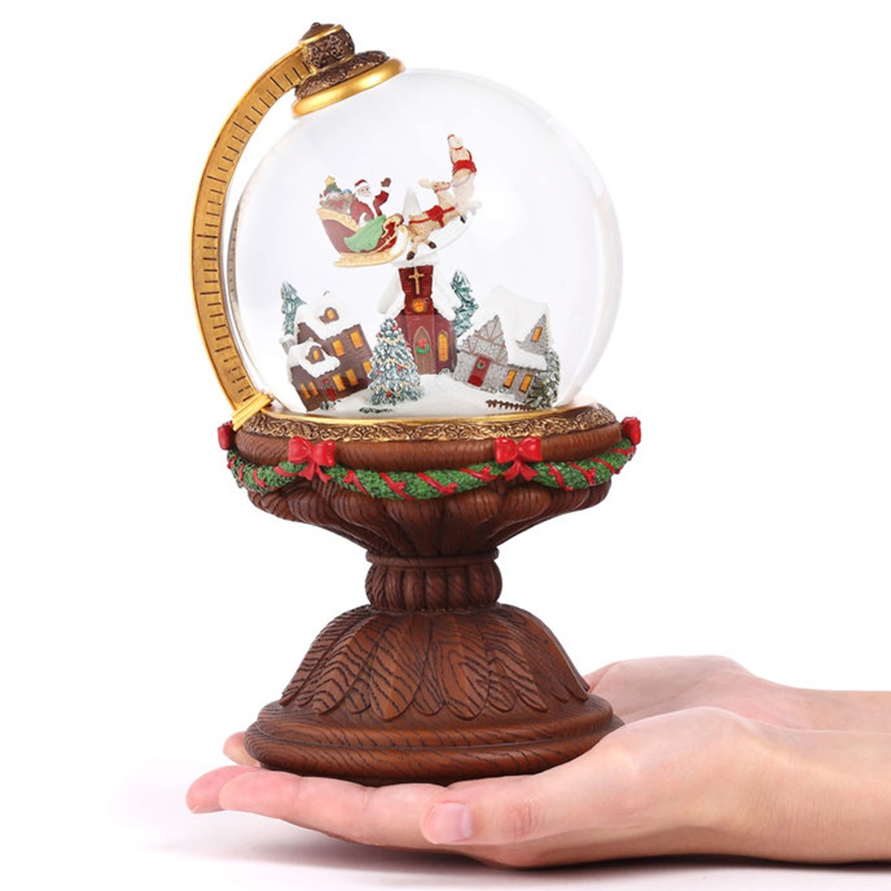 【JARLL】スノードーム クリスマス 地球儀 サンタクロース 高級 オルゴール（ぜんまい式）ライト付き プレゼント 結婚祝い 誕生日 インテリア 置物 スノーグローブ GG-HX1274