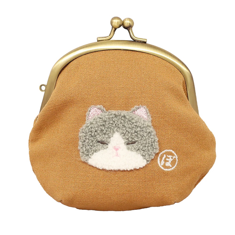 【内藤デザイン研究所】ぼうみたいなねこ がま口ポーチ 猫 内藤デザイン研究所 刺繍 子猫 どうぶつ かわいい キッズ 誕生日 プレゼント 送料別 女の子 男の子 おもちゃ ギフト 子供 みどり ブラウン みけねこ やわらかい