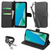 wisers ストラップ2種付き スマホケース OPPO A5 2020 専用 6.5 インチ スマートフォン スマホ 手帳型  ケース カバー 全2色 ブラック・ダークブルー|OPPO|スマートフォ