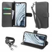 wisers ストラップ2種付き スマホケース Xiaomi Mi Note 10 Mi Note 10 Pro 専用 6.47 インチ スマートフォン スマホ 手帳型  ケース カバー 全2色 ブラ