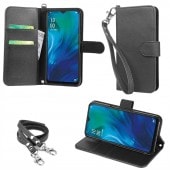 wisers ストラップ2種付き スマホケース OPPO Reno A 専用 6.4 インチ スマートフォン スマホ 手帳型  ケース カバー 全2色 ブラック・ダークブルー|OPPO|スマートフォン