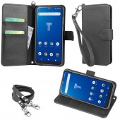 wisers ストラップ2種付き スマホケース TONE e20 Wiko View3 専用 6.26 インチ スマートフォン スマホ 手帳型  ケース カバー 全5色 ブラック・ダークブルー・スカイ