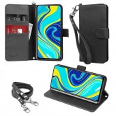wisers ストラップ2種付き スマホケース Xiaomi Redmi Note 9S 専用 6.67 インチ スマートフォン スマホ 手帳型  ケース カバー 全2色 ブラック・ダークブルー|Xi