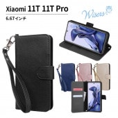 wisers ストラップ2種付き スマホケース Xiaomi 11T 11T Pro 専用 6.67 インチ スマートフォン スマホ 手帳型  ケース カバー 全4色 ブラック・ダークブルー・ローズゴ