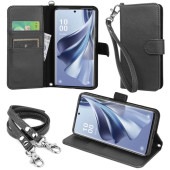 wisers OPPO Reno 10 Pro 5G 対応 手帳型 スマホケース 牛革調PUレザー (カードホルダー/スタンド機能付き) ストラップ 2種付き ( ハンドストラップ / ネックストラッ
