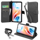 wisers OPPO A79 5G 対応 手帳型スマホケース (全4色) 牛革調PUレザー (カードホルダー/スタンド機能付き) ストラップ 2種付き ( ハンドストラップ / ネックストラップ )