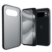 wisers Google Pixel 10 Pro ケース ブラック 半透明 マット感 アンチグレア ガラスフィルム付き 指紋防止 黄変防止 抗菌 清潔 滑り止め グーグル ピクセル 10 プロbl