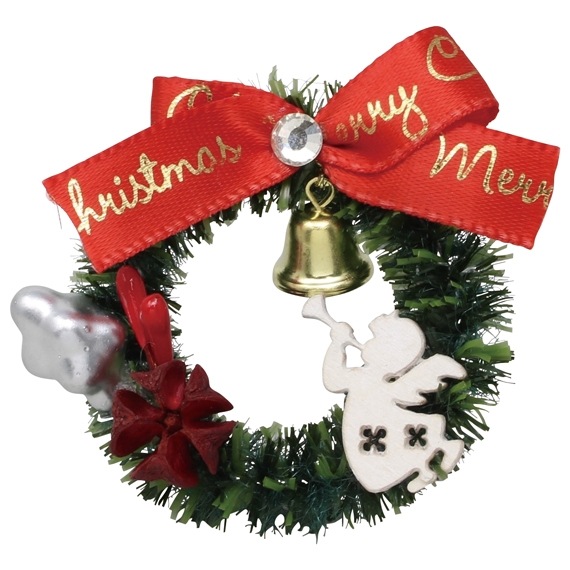 ミニリースバッジ 赤リボン・天使 OM270-20E （56010）（いのちの