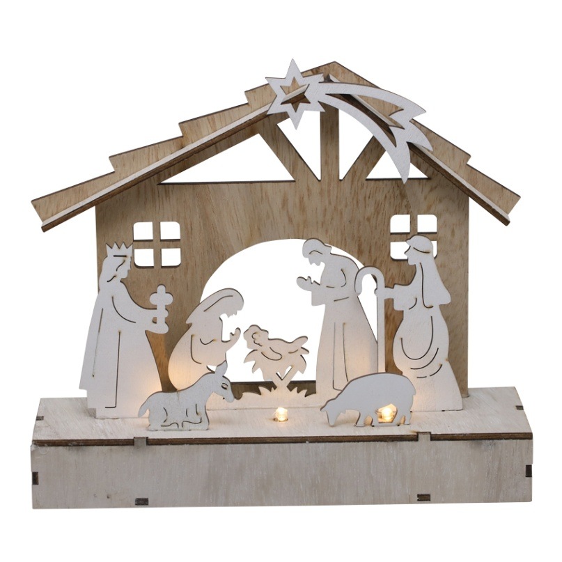 ウッド降誕馬小屋LEDスタンド （58493）（いのちのことば社・オリーブ