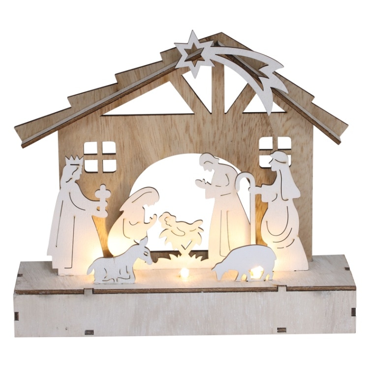 ウッド降誕馬小屋LEDスタンド （58493）（いのちのことば社・オリーブ
