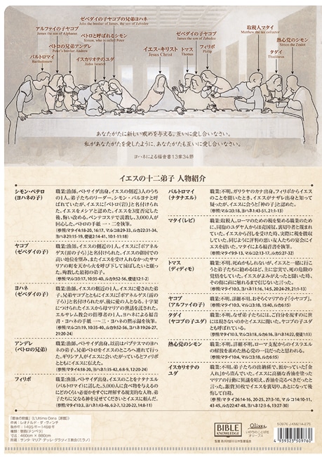 クリアファイル 聖画 最後の晩餐 J-KM21A （50976）（いのちのことば社