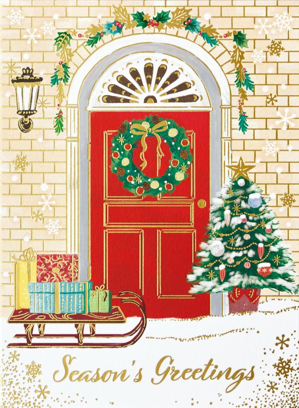 クリスマスカード(封筒付き)赤いドアJ-S260-148 （58787）（いのちの