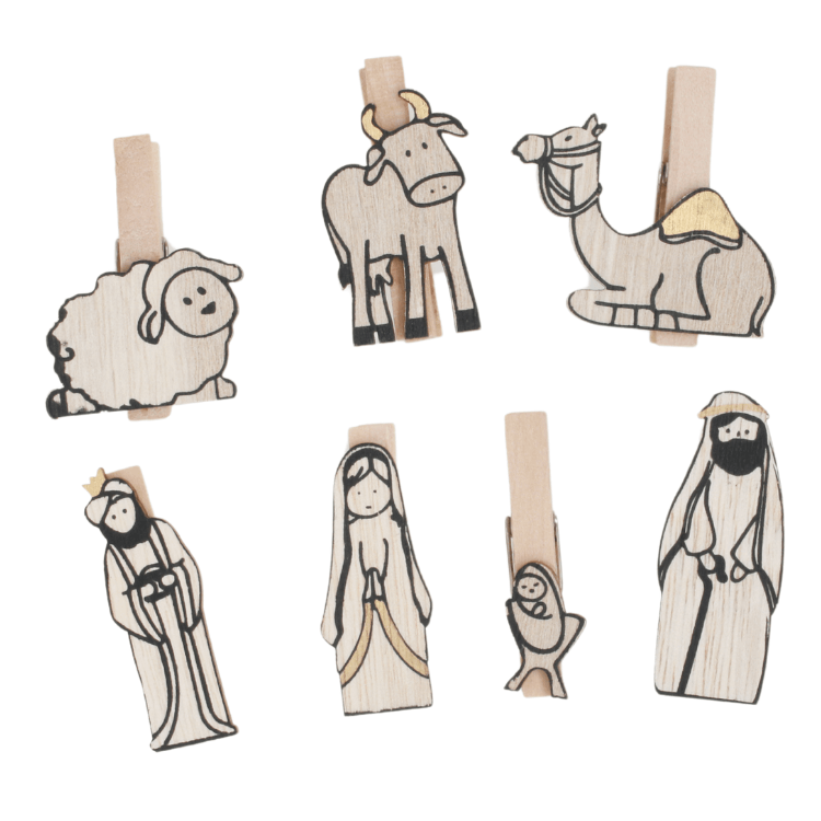 品切・再版なし] 木製ネイティビティ クリップセット（11体セット