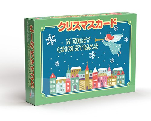 クリスマスBOXカード18枚入り（封筒19枚入り）天使と街並み　（5...