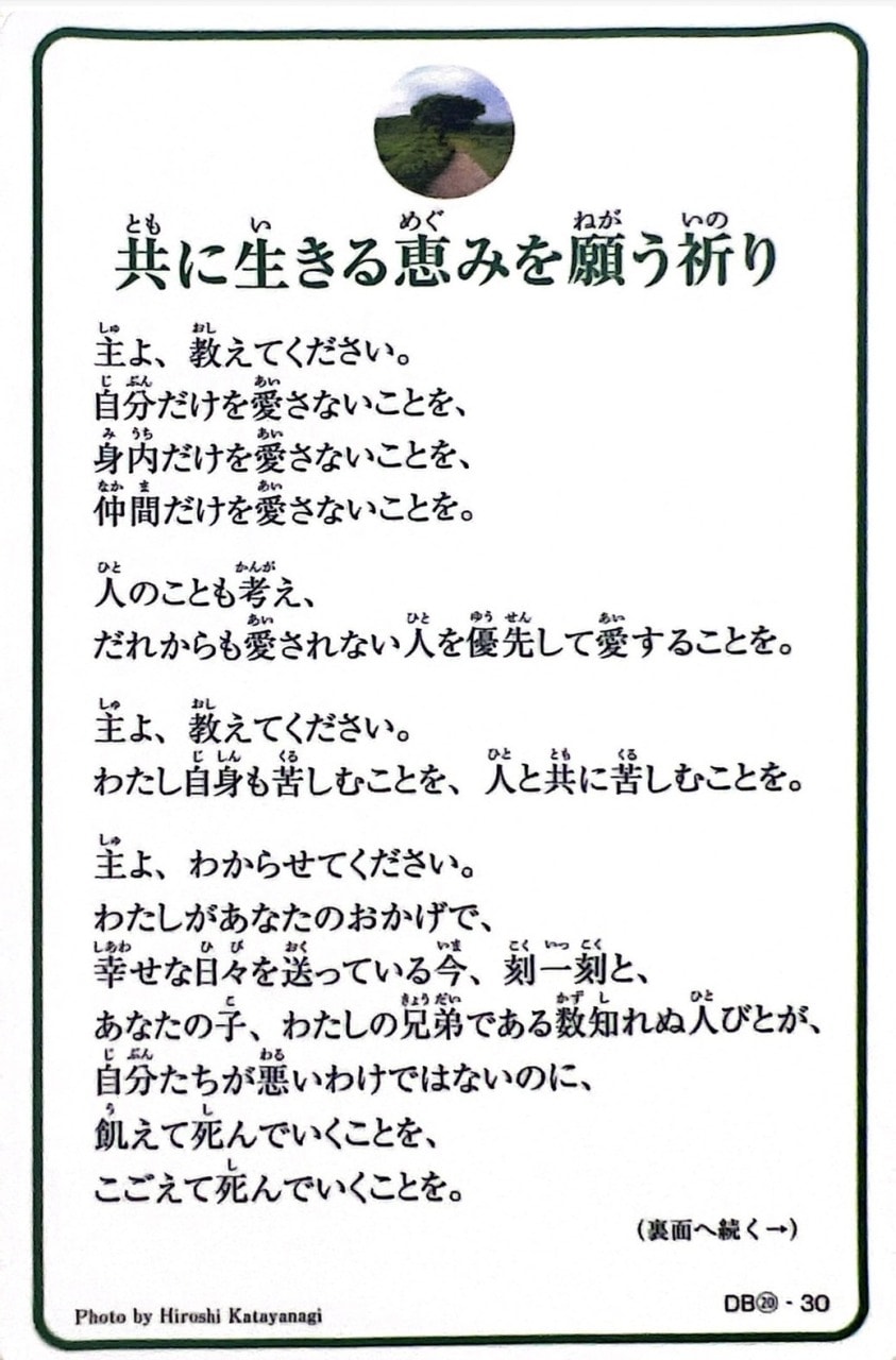 祈りカード ともに生きる恵みを願う祈り DB20（992239）（ドン・ボスコ