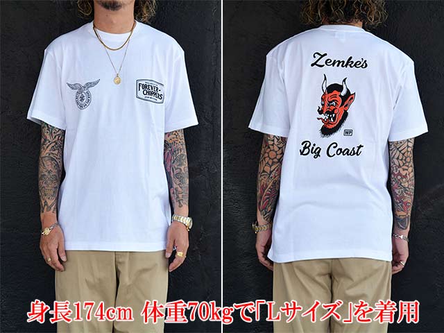 ��3����RED TAiL/��åɥƥ���ۡߡ�ZEMKE'S WHEELS WEAR/���ॱ���ۥ����륺�������ۡ�Cycle S/S Crew Neck Tee��DEVIL��/�������륷�硼�ȥ��꡼�֥��롼�ͥå�Tee�ɥǥӥ�ɡ�