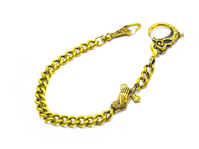 ��galcia/���륷���ۡ�Mexican Skull&Playing Hand Brass Wallet Chain/�ᥭ�����󥹥���&�ץ쥤�󥰥ϥ�ɥ֥饹������åȥ��������(25WCB-MSP001BB)