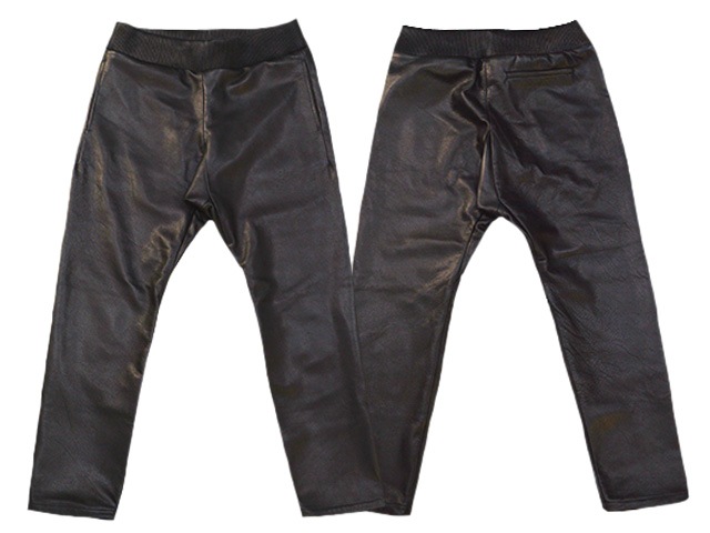 MOSSIR ブラックレザーパンツ ウエストゴム MOSSIR by FINE CREEK&CO/モシール バイ ファインクリークアンドコー