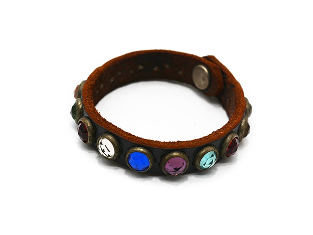 ��HTC(Hollywood Trading Company)/�������ƥ�������(�ϥꥦ�åɥȥ졼�ǥ��󥰥���ѥˡ�)�ۡ�Leather Studs Bracelet"Multi Stone��/�쥶�������å��֥쥹��åȡɥޥ�����ȡ���ɡ�