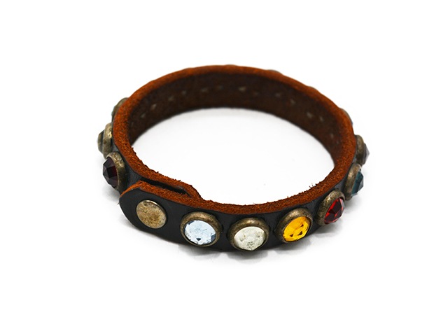 ��HTC(Hollywood Trading Company)/�������ƥ�������(�ϥꥦ�åɥȥ졼�ǥ��󥰥���ѥˡ�)�ۡ�Leather Studs Bracelet"Multi Stone��/�쥶�������å��֥쥹��åȡɥޥ�����ȡ���ɡ�
