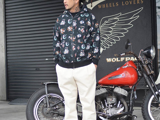 ��2����SKULL FLIGHT/������ե饤�ȡ�2024SS��Allover Pattern Printed Pullover Sweat Parka/�����륪���С��ѥ�����ץ��ƥåɥץ륪���С��������åȥѡ�������