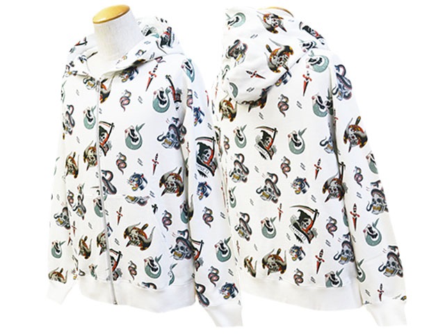 ��2����SKULL FLIGHT/������ե饤�ȡ�2024SS��Allover Pattern Printed Pullover Sweat Parka/�����륪���С��ѥ�����ץ��ƥåɥץ륪���С��������åȥѡ�������