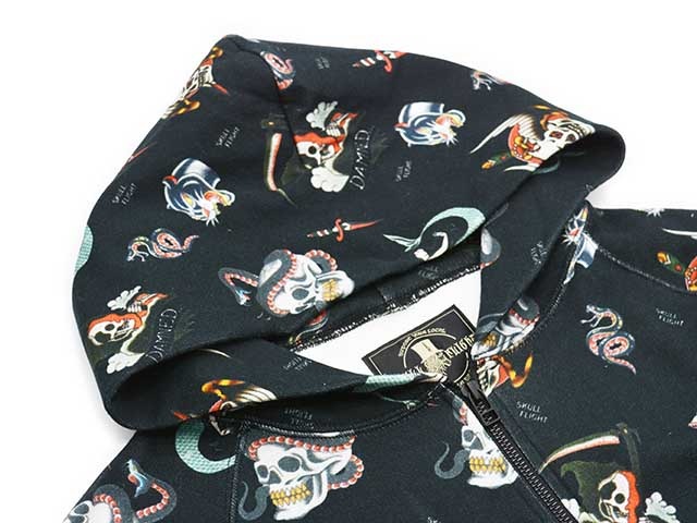 ��2����SKULL FLIGHT/������ե饤�ȡ�2024SS��Allover Pattern Printed Pullover Sweat Parka/�����륪���С��ѥ�����ץ��ƥåɥץ륪���С��������åȥѡ�������