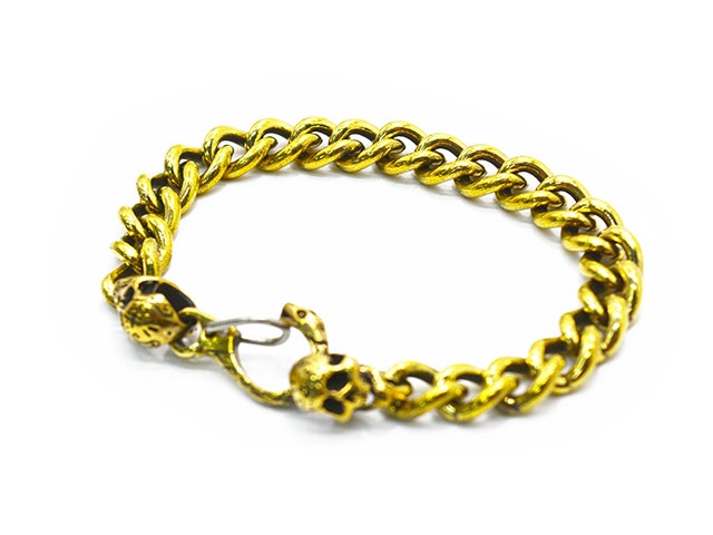 ��galcia/���륷���ۡ�Calavera Head&Snake Hook Brass Bracelet/����٥�إå�&���͡����եå��֥饹�֥쥹��åȡ�(22C-BR-CS001BB)