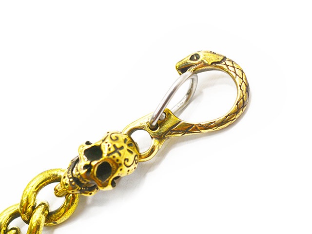 ��galcia/���륷���ۡ�Calavera Head&Snake Hook Brass Bracelet/����٥�إå�&���͡����եå��֥饹�֥쥹��åȡ�(22C-BR-CS001BB)