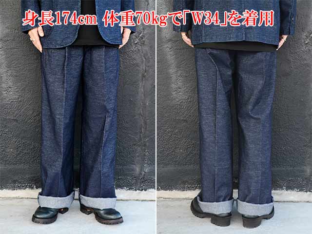 ��FULLCOUNT/�ե륫����ȡ�2026AW��Indigo Pique Wide Tuck Trousers/����ǥ����ԥ��磻�ɥ��å��ȥ饦��������(1146)