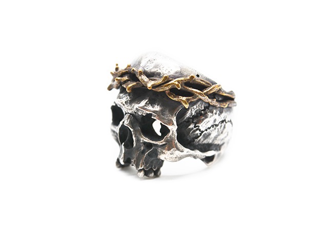 マッドカルトスカルデザインリング付きアクセサリー MAD CULT/マッドカルト】「Jesus Skull Head 2 Ring/ジーザススカル