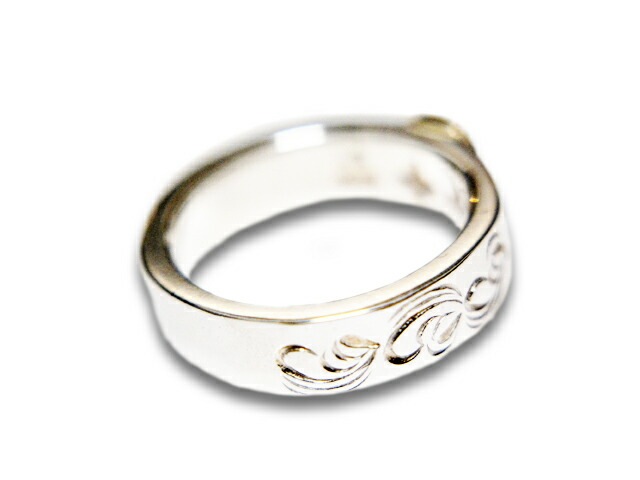 ��FIRST ARROW's/�ե������ȥ��������ۡ�Flat Hammered 6mm Arabesque Carving Ring with K18/K18�դ�ʿ��6mm������Ħ���󥰡�(R-102)