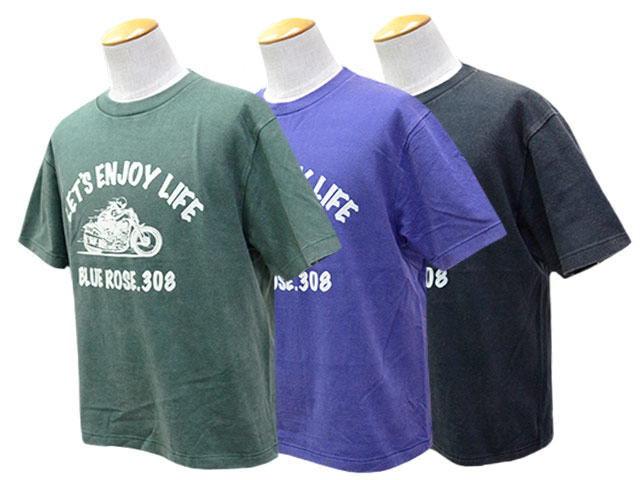 ��3����BLUE ROSE.308/�֥롼������.308�ۡ�Fade Wash Crew Neck Tee��ENJOY LIFE��/�ե����ɥ����å��奯�롼�ͥå�Tee�ɥ��󥸥祤�饤�աɡ�