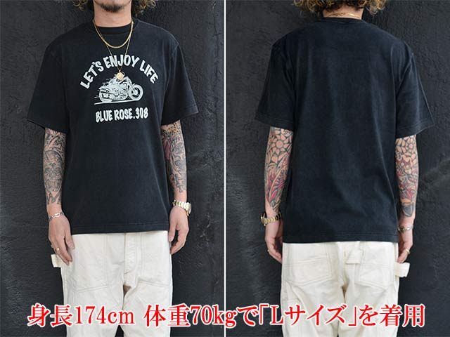 ��3����BLUE ROSE.308/�֥롼������.308�ۡ�Fade Wash Crew Neck Tee��ENJOY LIFE��/�ե����ɥ����å��奯�롼�ͥå�Tee�ɥ��󥸥祤�饤�աɡ�