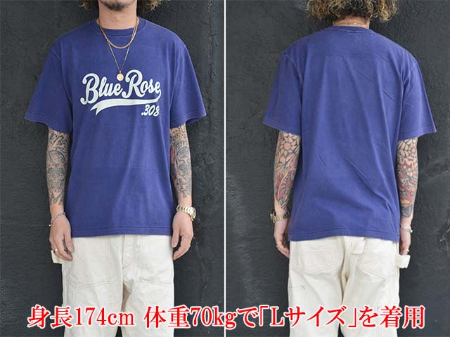��3����BLUE ROSE.308/�֥롼������.308�ۡ�Fade Wash Crew Neck Tee��Cursive Logo��/�ե����ɥ����å��奯�롼�ͥå�Tee�ɥ������֥����ɡ�