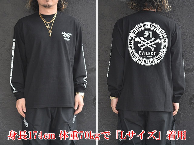 ��3����EVILACT/�����֥륢���ȡ�2025SS��Cross Bone L/S Tee/�������ܡ�����󥰥��꡼��Tee��(EA25-ACT1-T02)