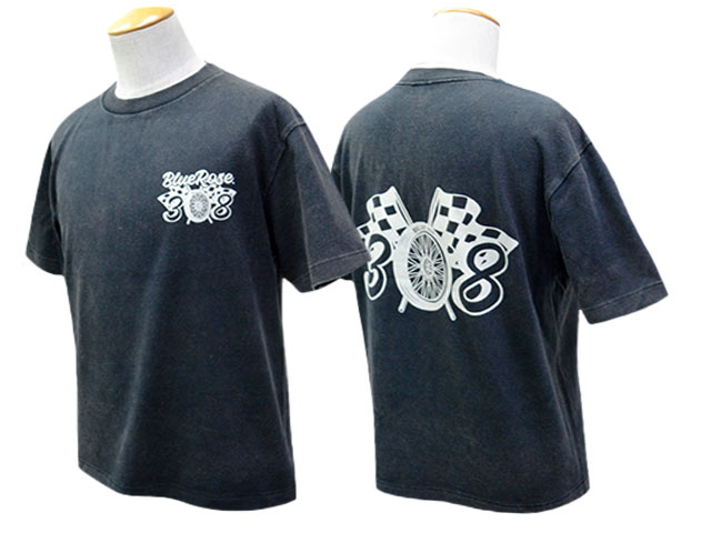 ��3����BLUE ROSE.308/�֥롼������.308�ۡ�Fade Wash Crew Neck Tee��Wheel 308��/�ե����ɥ����å��奯�롼�ͥå�Tee�ɥۥ�����308�ɡ�