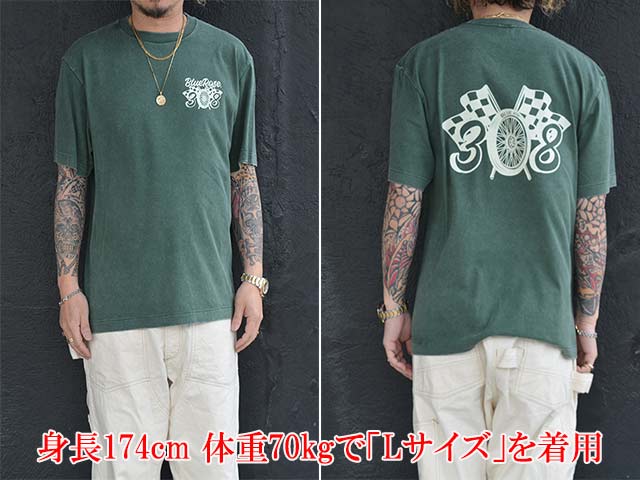 ��3����BLUE ROSE.308/�֥롼������.308�ۡ�Fade Wash Crew Neck Tee��Wheel 308��/�ե����ɥ����å��奯�롼�ͥå�Tee�ɥۥ�����308�ɡ�