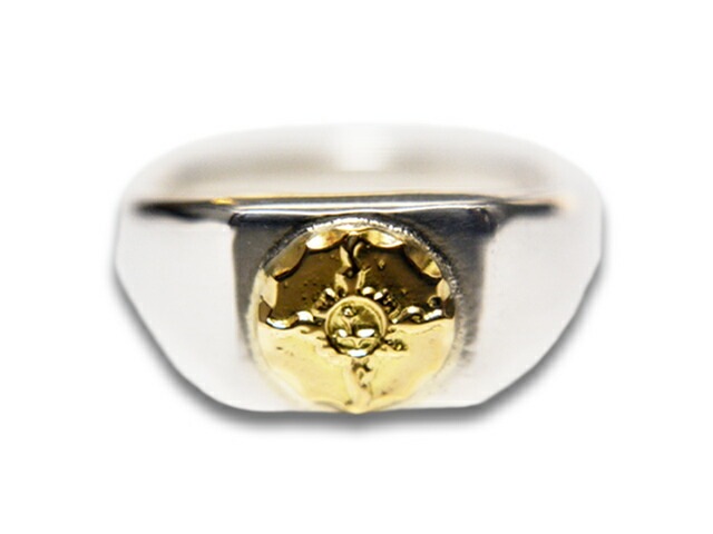 ��FIRST ARROW's/�ե������ȥ��������ۡ�Square Stamp Stand Ring with K18/K18�դ��������������󥰡�(R-171)