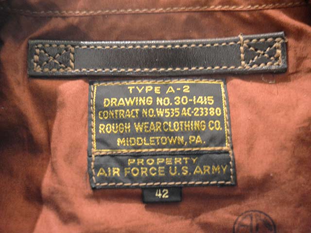 ��BUZZ RICKSON'S/�Х��ꥯ���󥺡ۡ�Type A-2��CONTRACT No. W535 AC-23380 ROUGH WEAR CLOTHING CO.�ɡ�(BR80593)
