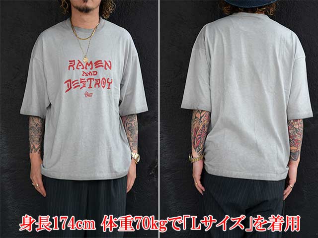 ��3����BLUCO/�֥륳��2026SS��Pigment Over Tee��RAMEN&DESTROY��/�ԥ����ȥ����С�Tee�ɥ顼���&�ǥ��ȥ����ɡ�(164-22-056)