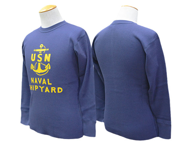 ��FREE WHEELERS/�ե꡼�ۥ����顼����2025FW��Crew Necked Thermal L/S Shirt��U.S.N.NAVAL SHIP YARD��/���롼�ͥå��åɥ����ޥ���󥰥��꡼�֥����"U.S.N.�ͥ��Х륷�åץ䡼�ɡɡ�(2535007)