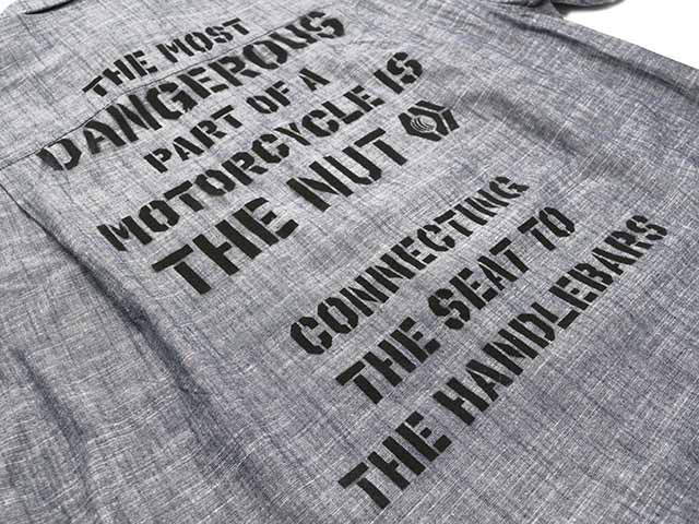 ��SIRANO BROS/����Υ֥�����2024SS��Chambray Over Sized S/S Shirts��Biker Wisdom��/�����֥졼�����С��������ɥ��硼�ȥ��꡼�֥���ġɥХ���������������ɡ�