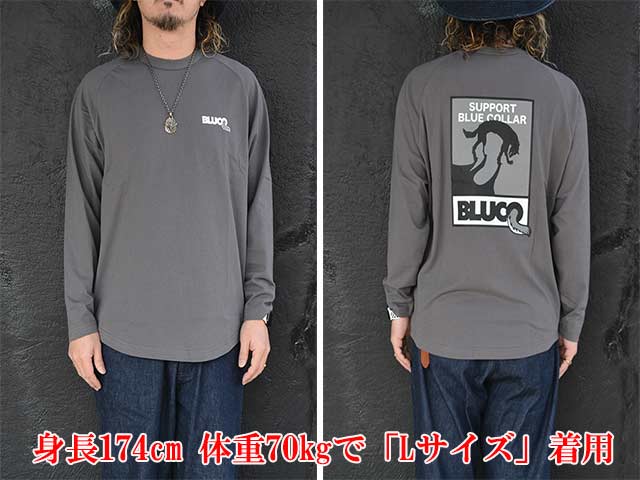 ��3����BLUCO/�֥륳��2025SS��Raglan L/S Tee��WOLF��/�饰�����󥰥��꡼��Tee�ɥ���աɡ�(151-12-008)