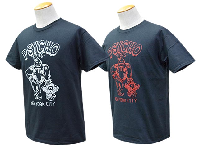 ��2����PSYCHO CYCLES/�������������륹�ۡ�Printed Crew Neck Tee��Shovel Head��/�ץ��ƥåɥ��롼�ͥå�Tee�ɥ���٥�إåɡɡ�