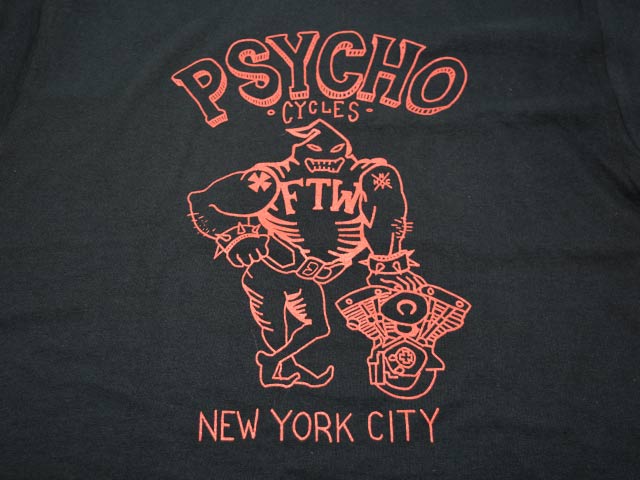 ��2����PSYCHO CYCLES/�������������륹�ۡ�Printed Crew Neck Tee��Shovel Head��/�ץ��ƥåɥ��롼�ͥå�Tee�ɥ���٥�إåɡɡ�