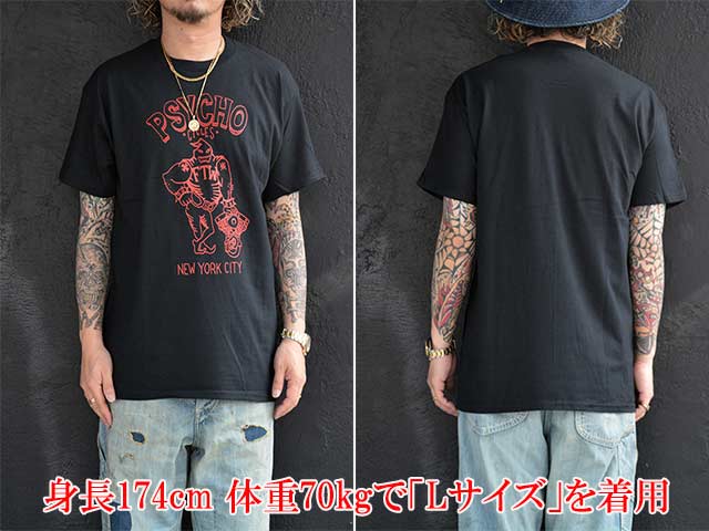 ��2����PSYCHO CYCLES/�������������륹�ۡ�Printed Crew Neck Tee��Shovel Head��/�ץ��ƥåɥ��롼�ͥå�Tee�ɥ���٥�إåɡɡ�